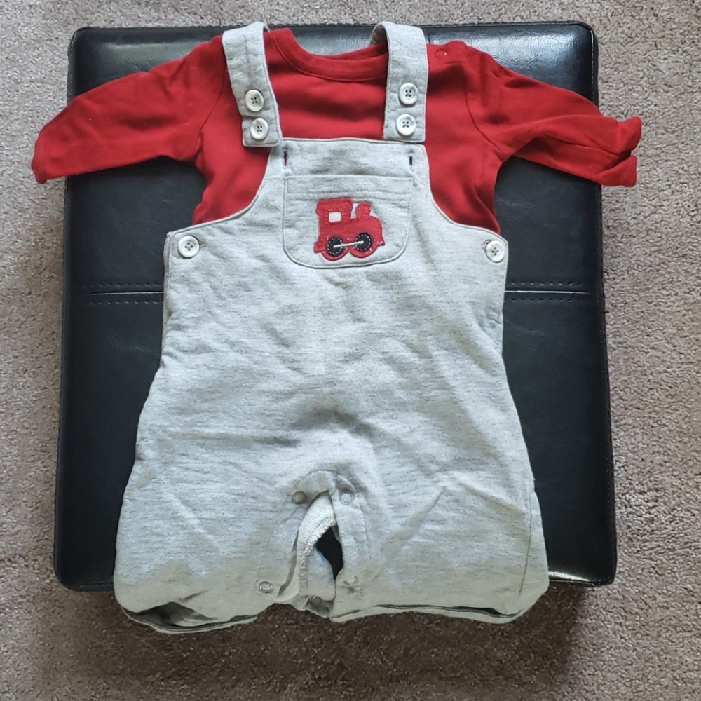 Cherokee Baby Body Suite Red shortall gray 3 Months